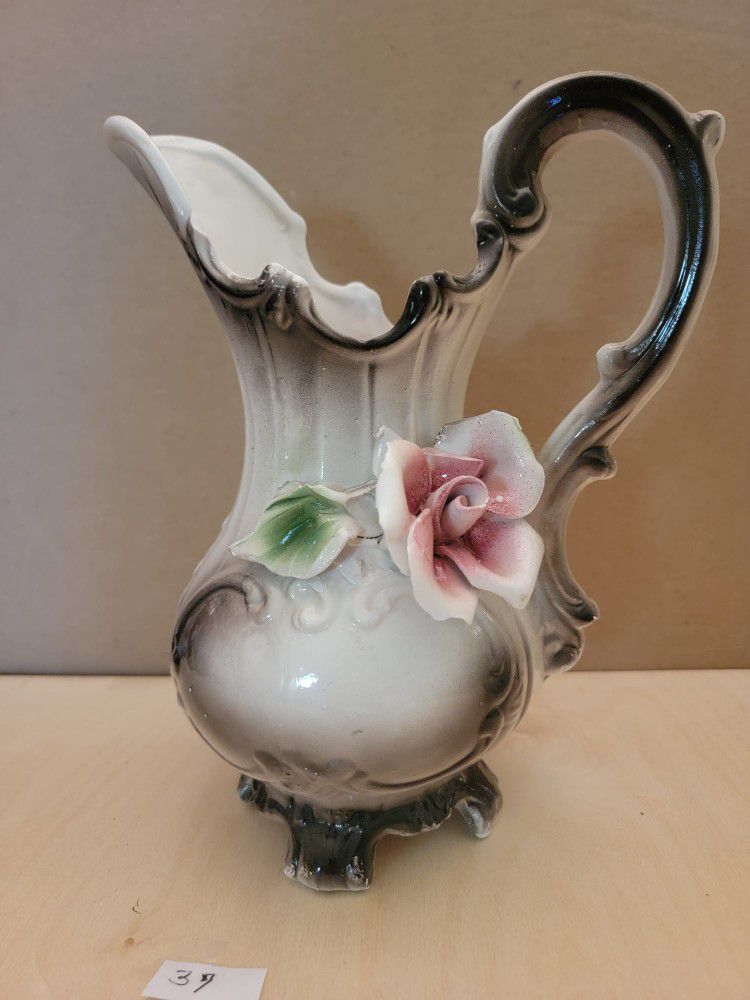 Vintage/ Antique Capodimonte
Porcelain Pitcher/ Vase Made In Italy