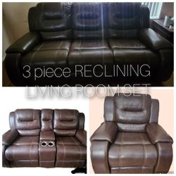 Rooms to Go TREVINO PLACE Leather 3 pc Living Room Set all non power reclining 