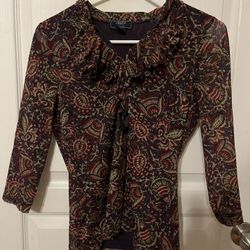 Chaps Purple Floral Mesh Top 