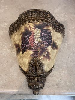 Vintage French Floral Beige Wall Scone  Shelf 9.5” X 9” X 5”. Excellent Condition 