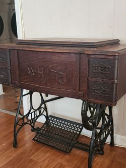 Antique White Sewing Machine