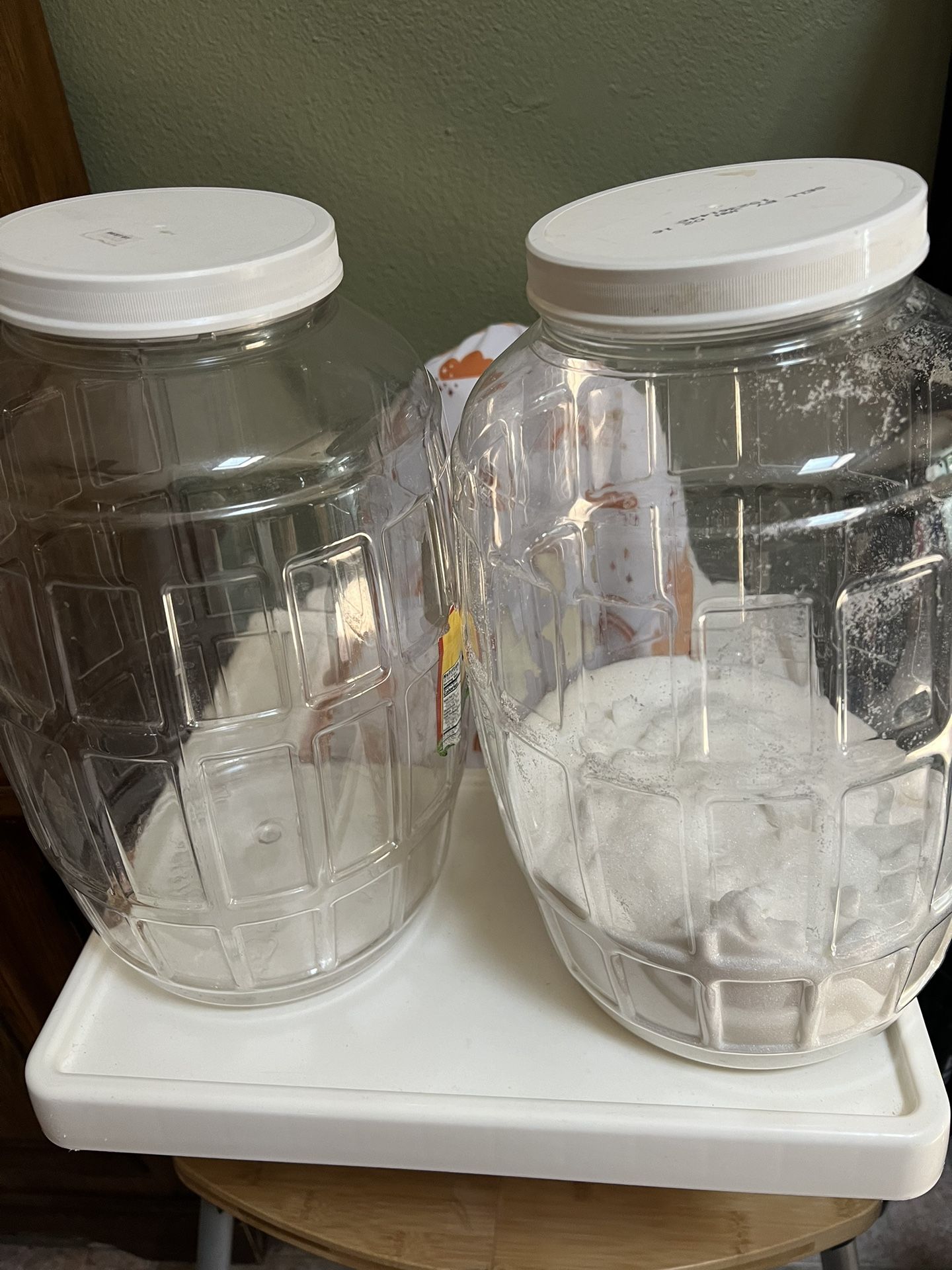 plastic jars.