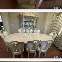 9 Piece  Dining Table + China Cabinet 