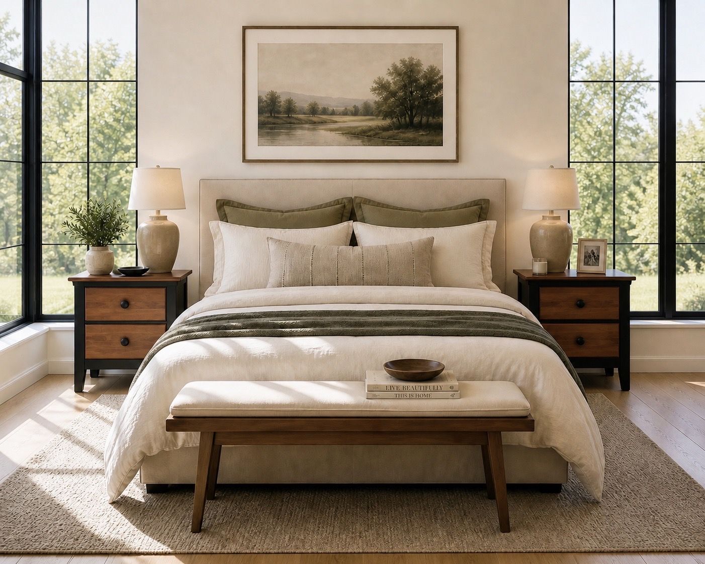 Dark Green Restoration Hardware Nightstands