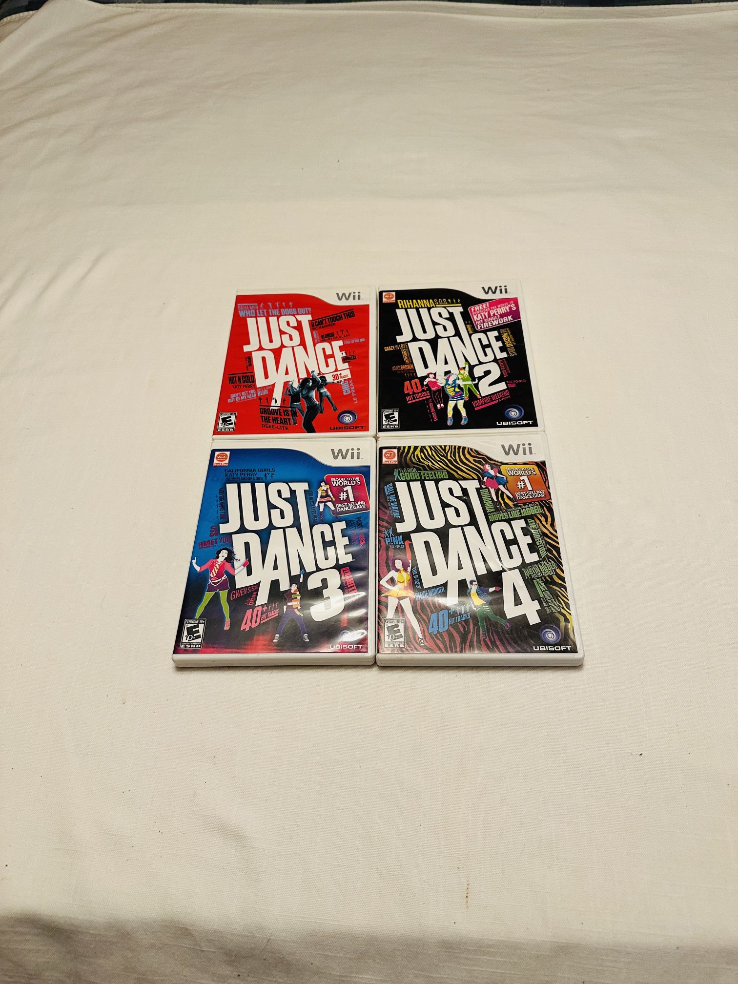 Nintendo Wii Just Dance 1, 2, 3 and 4