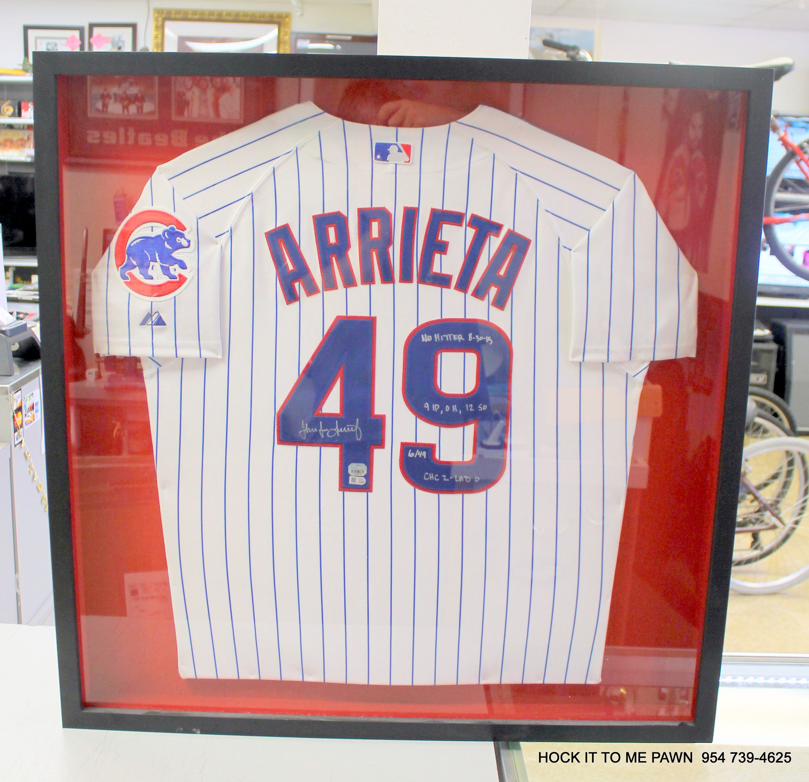 Jake Arrieta Chicago Cubs Autographed White Jersey Framed