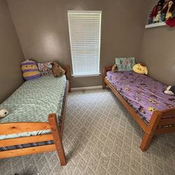 Double Wooden Twin Beds For Sale. (Mattresses Not Included.)