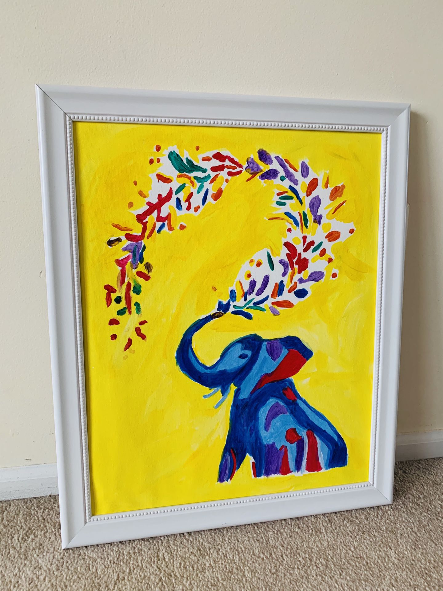 Abstract Elephant Hand Painting & Framed
