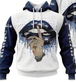 Seattle Seahawks 3D printed hoodie with Lip says “Shit the F* Ck UP” READ BELOW