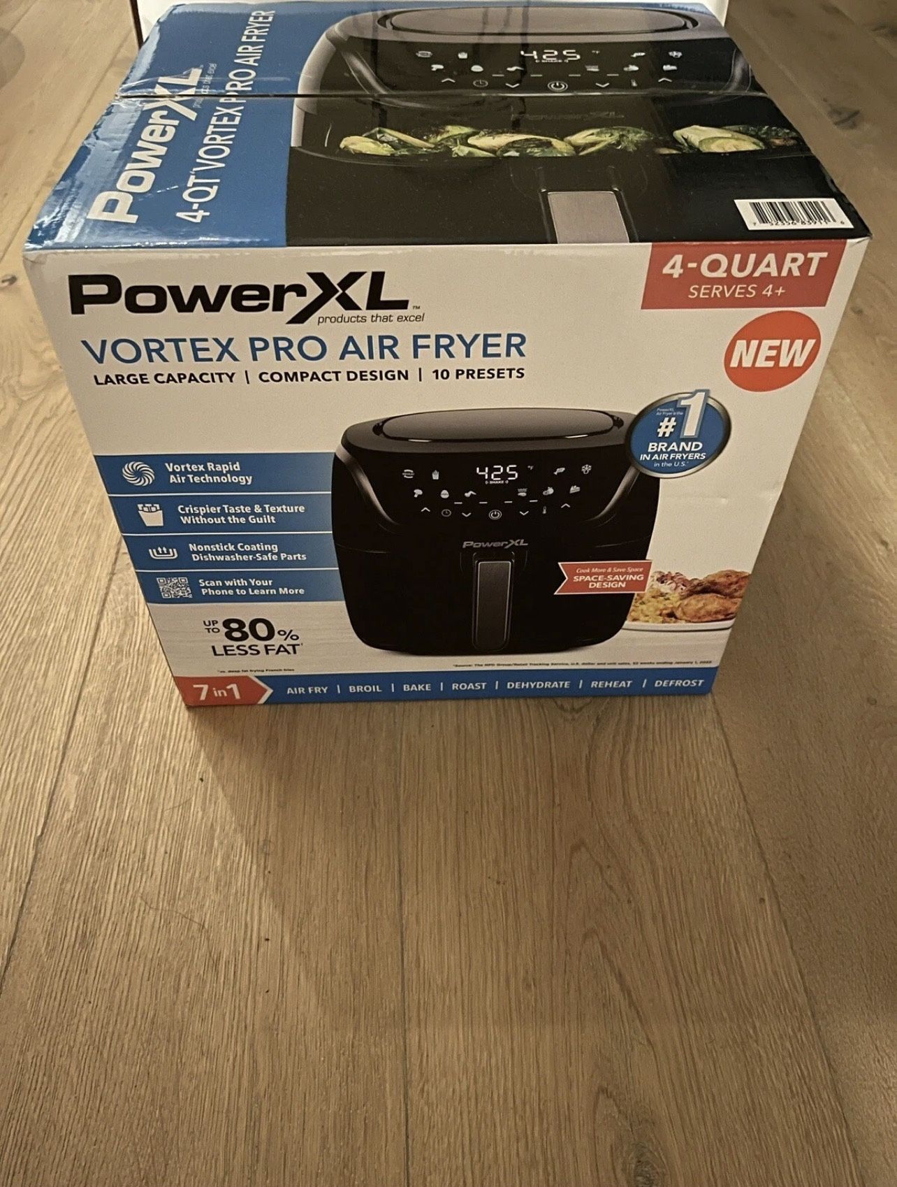 Power XL Vortex Pro Air Fryer 4QT - 7 in 1 Touch LED Panel With 10 Presets Black