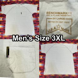 Benchmark FR Beige T-Shirt Pocket Men’s Sz 3XL ARC/HRC 1 USA Made 3018FRL Pocket