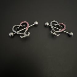 Snake Heart Shaped Nipple Rings 