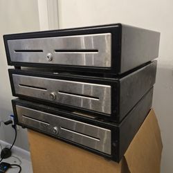 3 Black Cash Register Drawers For POS Includes Cash Trays