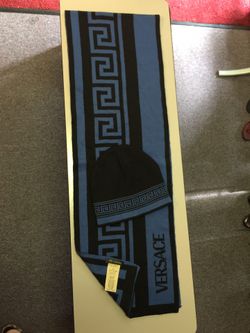 Versace Black and blue Scarf / Hat Set
