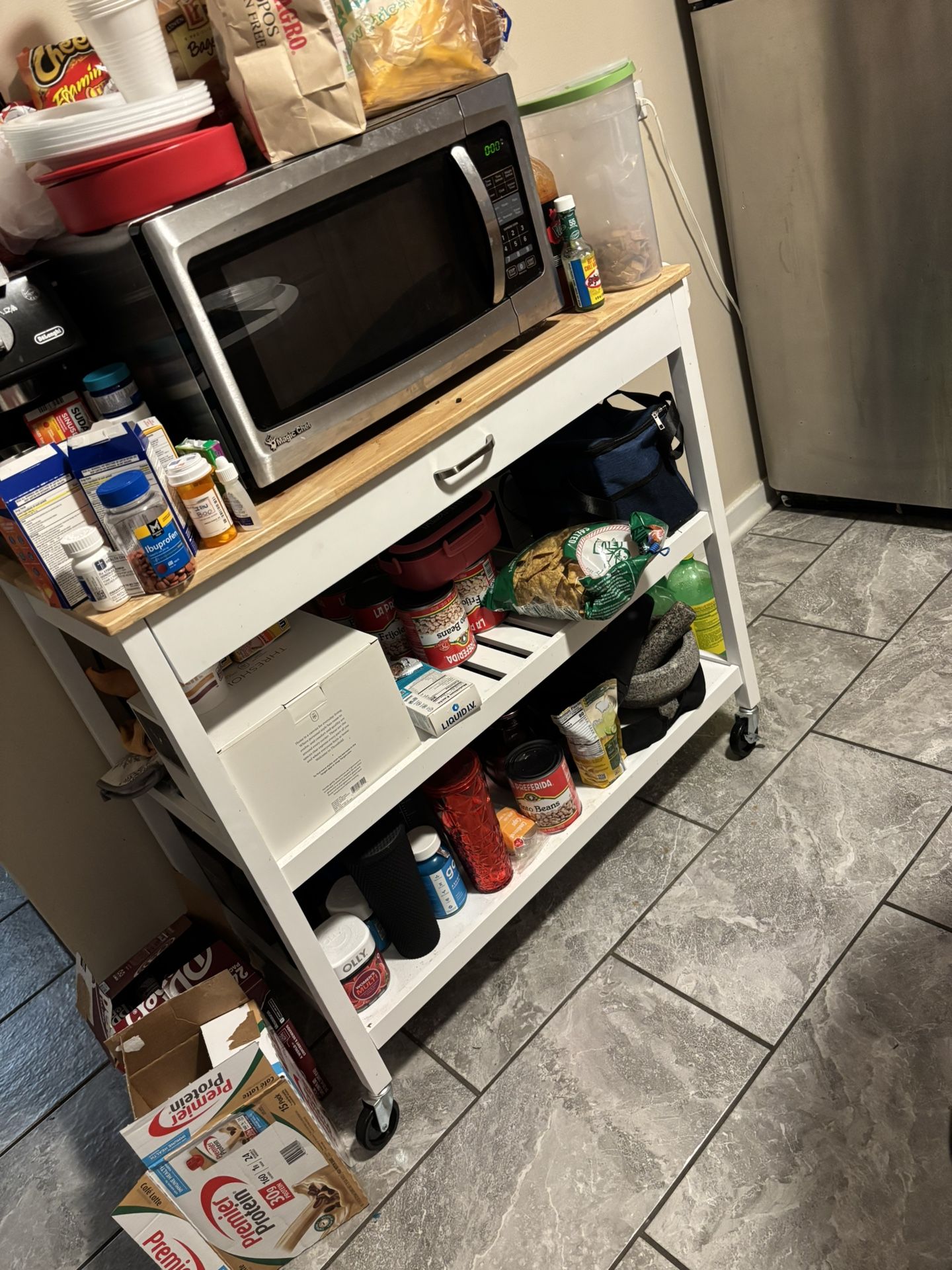 Microwave Cart With Drawer
