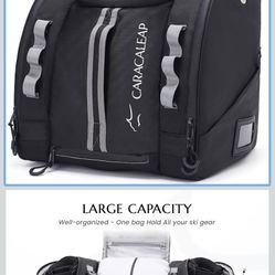 Ski Boots Bag 55L, Fully Padded Ski Boot Backpack Snowboard Gear Travel Bag Water-Resistant Skiing Snowboard Travel Luggage with PVC Bottom Pockets fo