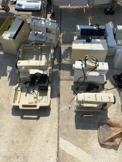 SELLING AS A LOT. 11 Sewing embroidery chain stitch machines most in good running order some may need adjusting or repair. Bernina, Husqvarna, Viking