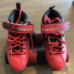 Riedell Black/Red Dart kids Size 1 Quad Roller Skates