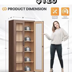 😀 Locking Display Cabinet with Glass Door, 71”H Metal Curio Cabinets with Adjustable Shelves, Tall Liquor Caninet Display Case for Living Room, Colle