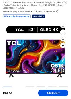 TCL  43  QLED 4K TV