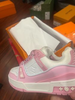Pink and white LV women’s sneakers