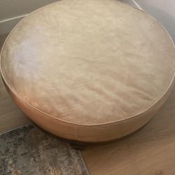 Tan Leather Ottoman