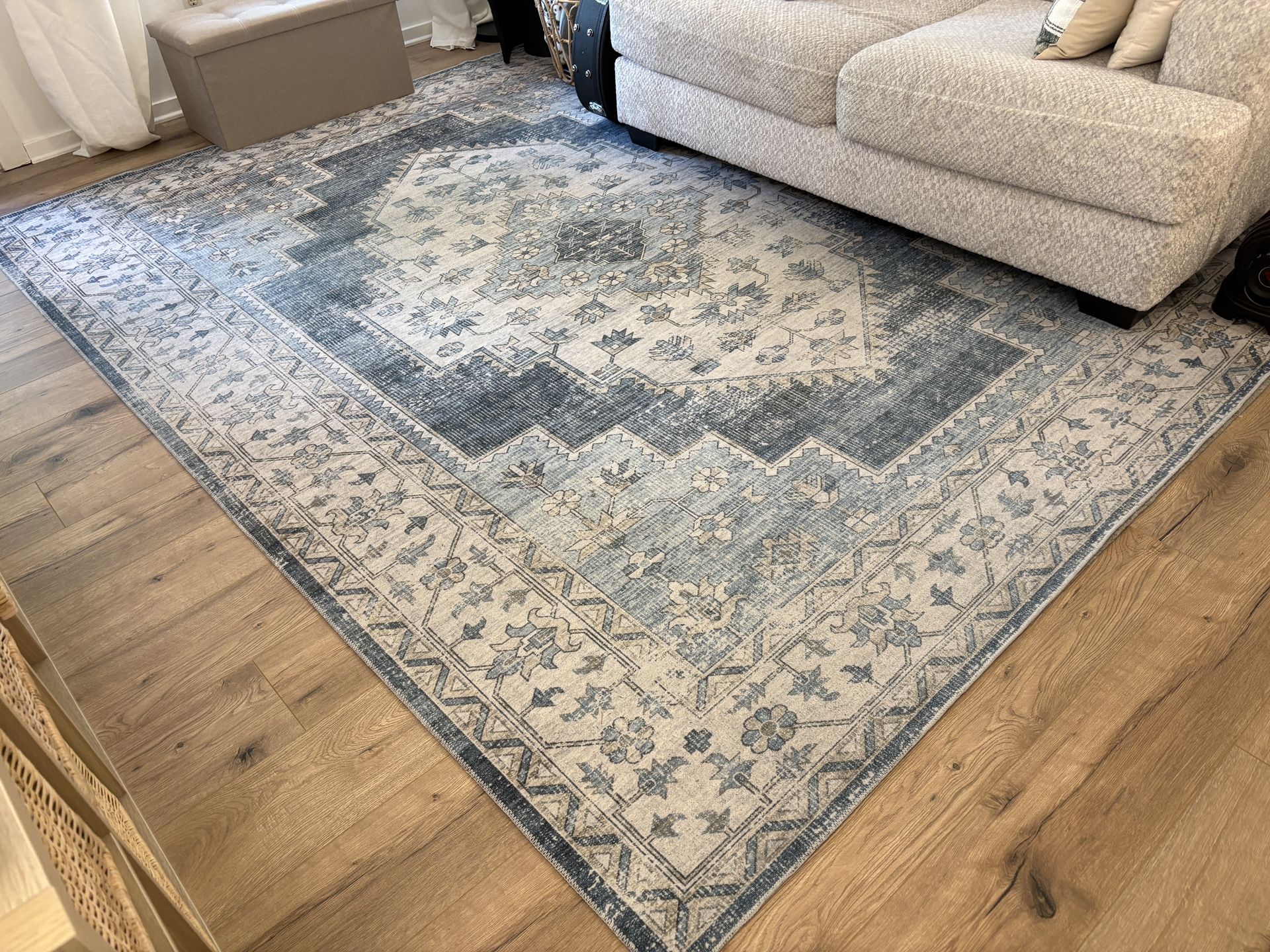 Washable Blue Rug
