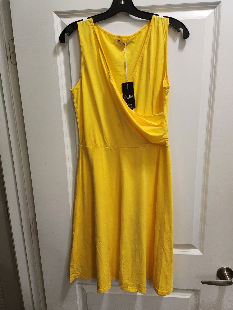 Women's Yellow WrapTop Dress Sz M