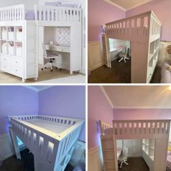 Pottery Barn Kids Elliott Loft Bed – Full Size w/ Desk, Storage & Shelving 