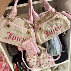 JUICY IN PINK AND CREAM SHOULDER AND CROSSBODY BAG