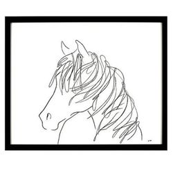 Horse Line Art – Framed Line Drawing Black framed and glass abstract of a horse