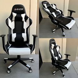 New In Box S-Racer Premium Computer Gaming Gamer Office Game Chair Black With White Accent Furniture 