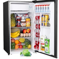 Upstreman 3.2 Cu.Ft Mini Fridge with Freezer, Single Door Mini Fridge, Dorm Fridge, Adjustable Thermostat, Mini Refrigerator for Bedroom, Office, Dorm