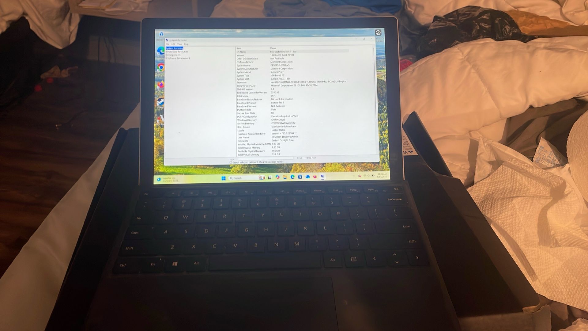 Surface Pro 7 i5 w/keyboard (no charger)