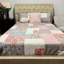 Brand New Suede Studded Queen Size Platform Bed From Ashley Furniture (regular Price Is $900)
