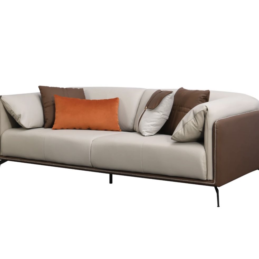 Faux Leather Sofa Brown/beige
