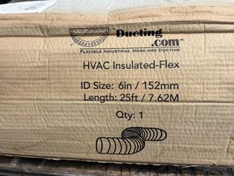 Brand New 6” Insulated Flexible HVAC Ducting – 25 Foot Roll – Still in Plastic – Only $35