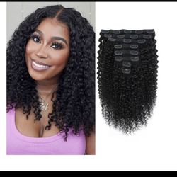 Kinky Curly Clip ins Human Hair 3C 4A Curly Clip in Hair Extensions Full Head for Black Women Brazil