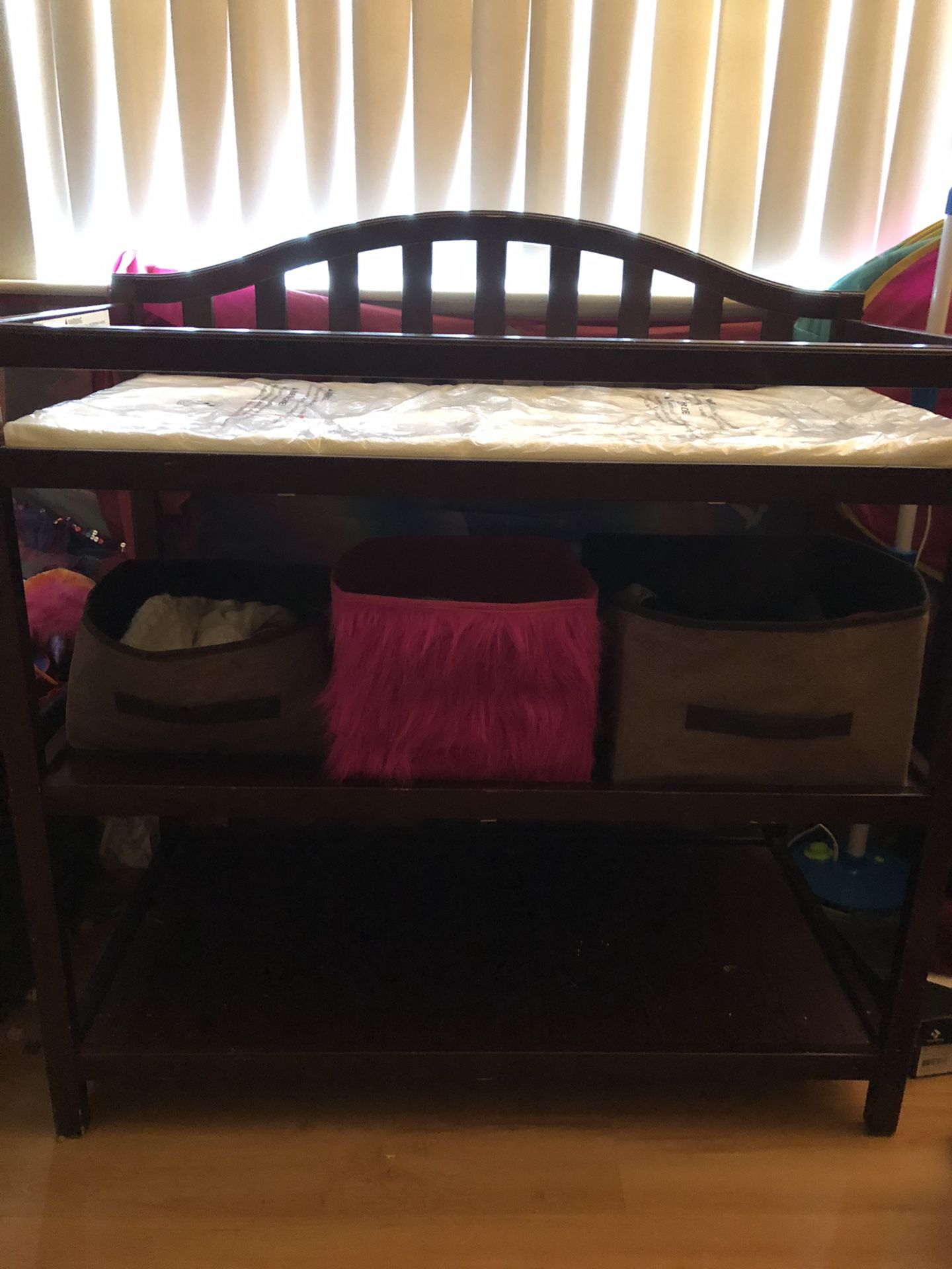 Baby changing table cubby boxes not included