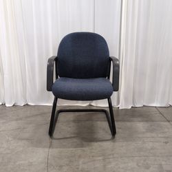 Blue Fabric Sled Base Guest Chair with Arms