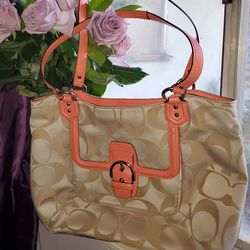Vintage Peach and Cream Coach Handbag Y2K