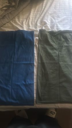 Blue and olive green mask