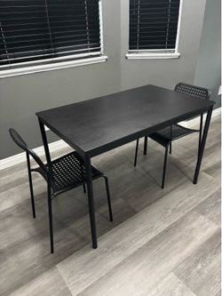 IKEA Black Dining Table with 2 Chairs
