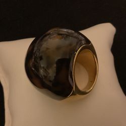 Large Gold (stainless Steel) Ring With Leopard Print,size 7.5,…By MICHAEL KORS