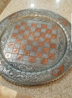 vintage handmade cooper chess board