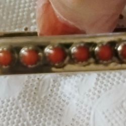 Stamped Sterling Coral Bangle Bracelet