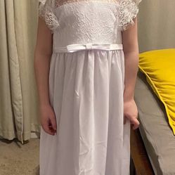 Little Girls White Communion Dress Size 6/7 $25
