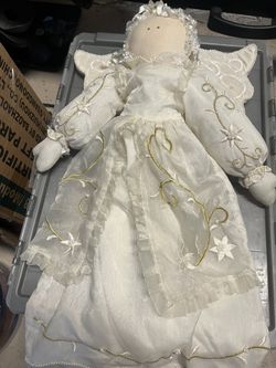 Angel stuffed decor and Christmas runner 