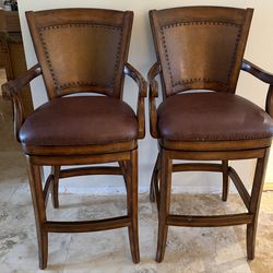 Artistica Pair of Brown Swivel Bar Stools