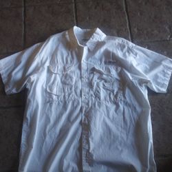 Columbia Fishing Shirt PFG White Short Sleeve XL